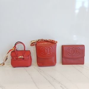 Authentic Chanel Caviar Coin Pouch & Chanel Caviar Cigarette Pouch & bag charm